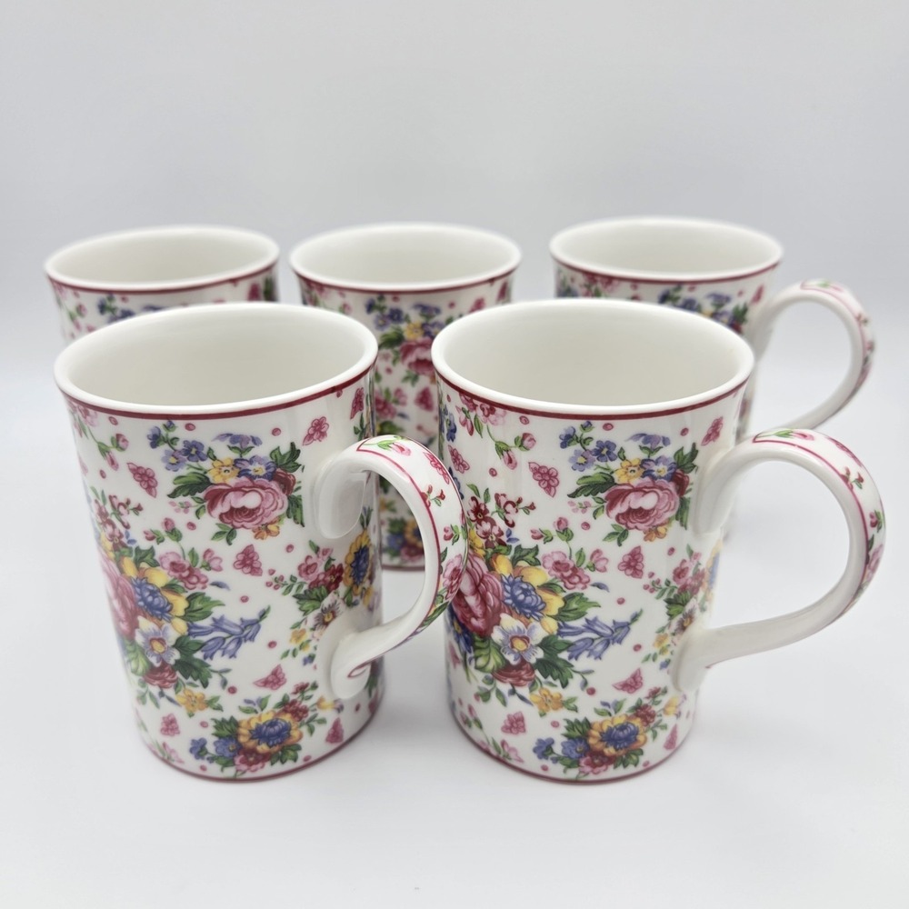 Set Of 5 Royal Albert Old Country Roses Floral Lady Carlyle Bone China Tea Mugs